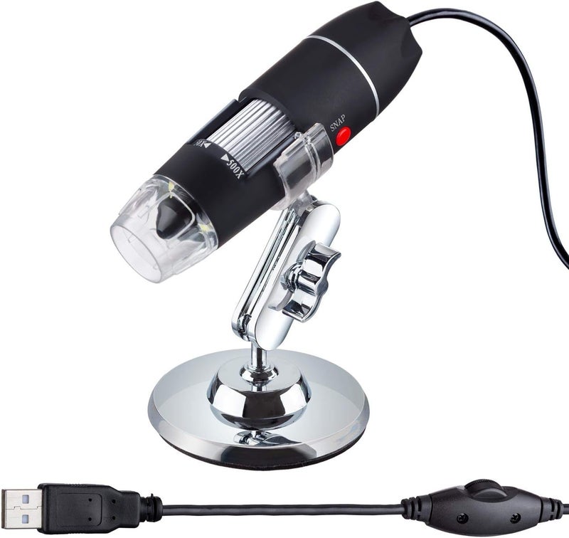 AmScope AmScope 50X to 500X USB Digital Handheld Microscope with Adjustable Stand and 8LED Light  Compatible with Windows Mac and Android OTG Adapter Included - Image 1