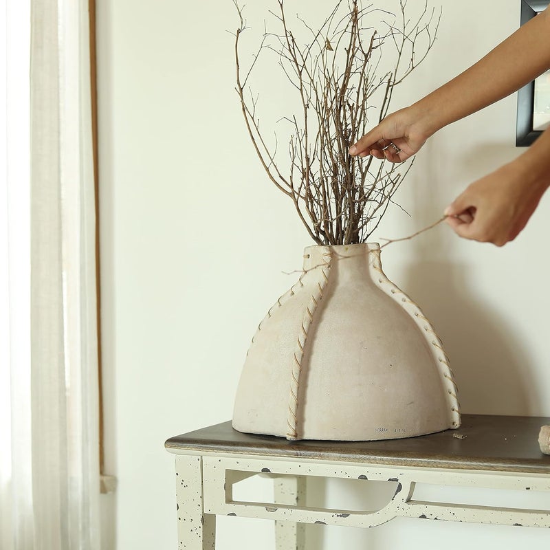 Ellementry Ellementry Farmhouse Flair Ecomix Vase Short Classic Flower Vase for Living Room Bedroom Home Office Decoration TableTop Centerpiece Flower Pot for Home Decor