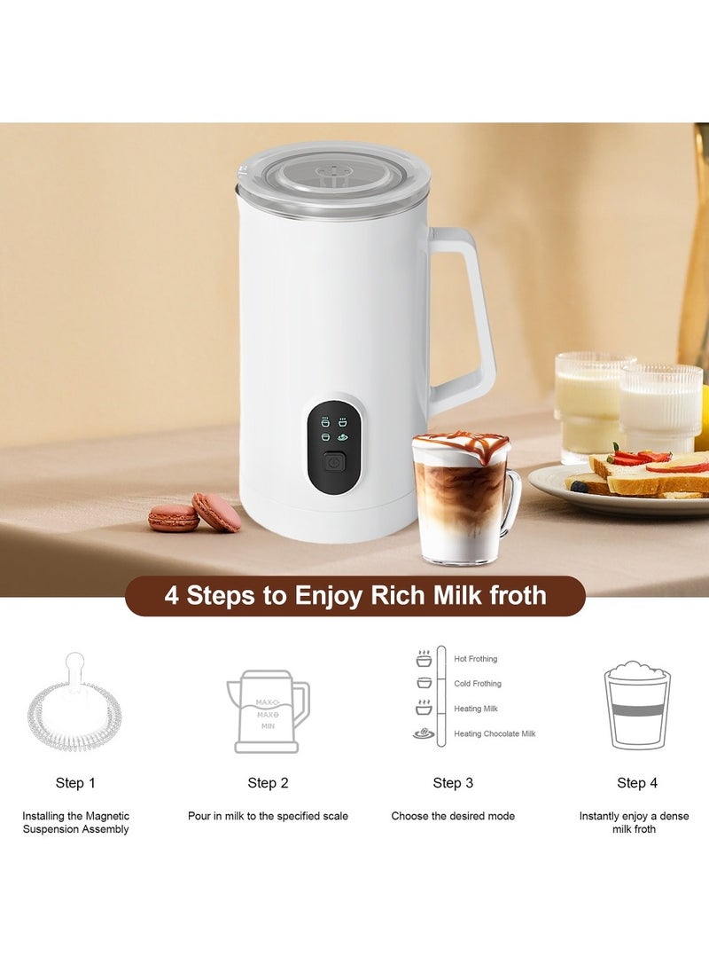 Oasis Casa 4-in-1 Electric Milk Frother and Steamer, Automatic Cold and Hot Foam Maker for Coffee Latte Cappuccino, Daily Milk Warmer, 580ML, White  - Image 3