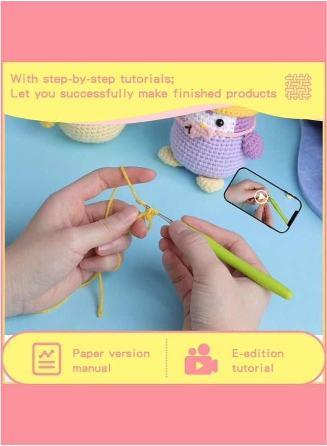 Beauenty 4-Piece Penguins Dolls, Crochet Kit for Beginners, Crochet Set for Kids, Crocheting Knitting Kit, Includes All Crochet Accessories and Step-by-Step Video Tutorials - Image 4