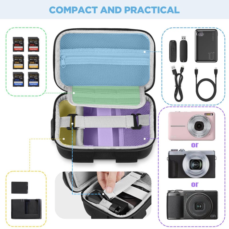 TAAOKA Digital Camera Case, Protective & Lightweight Camera Case with 3 Carrying Ways, Waterproof & Shockproof Small Camera Bag for Power Shot/Sony DSCW800/DSCW830 - Black - Image 2
