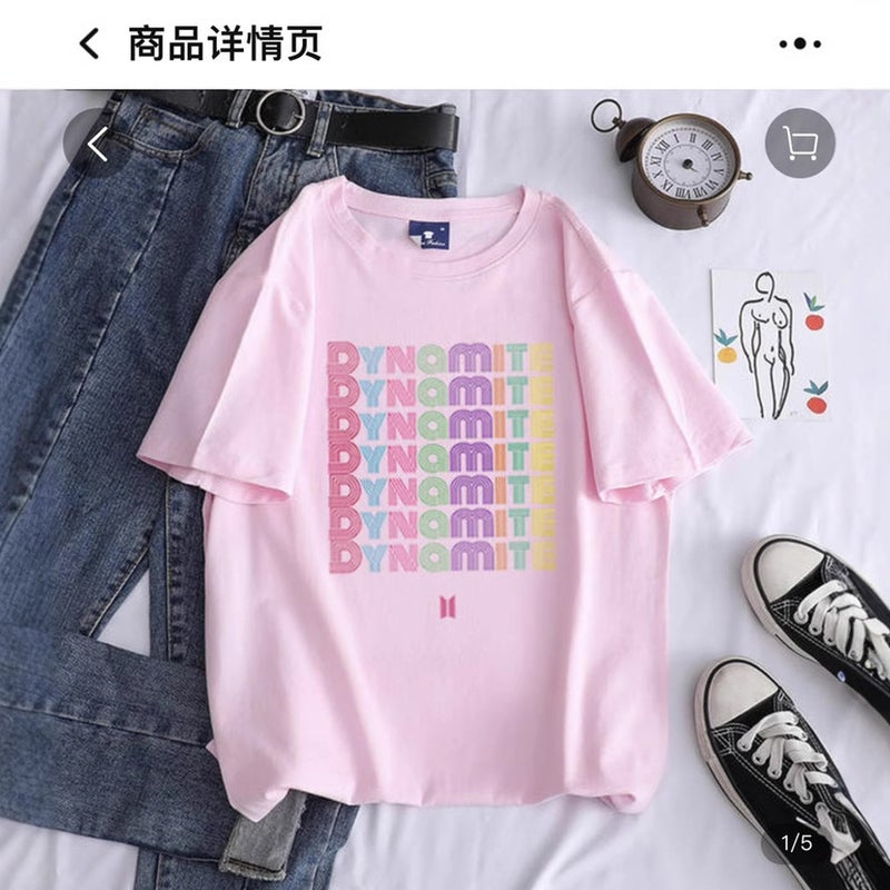 2022 Korean Fashion Street Fashion Cartoon Printed Round Neck Cotton T-Shirt - Image 4