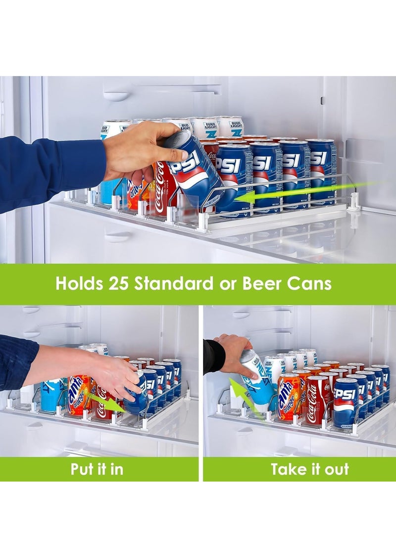 MIXDE - Soda Can Dispenser for Refrigerator,Self-Pushing Drink Organizer for Fridge, Width Adjustable Fridge Organization, Beer Pop Can Water Bottle Drink Dispenser for Fridge - Image 1