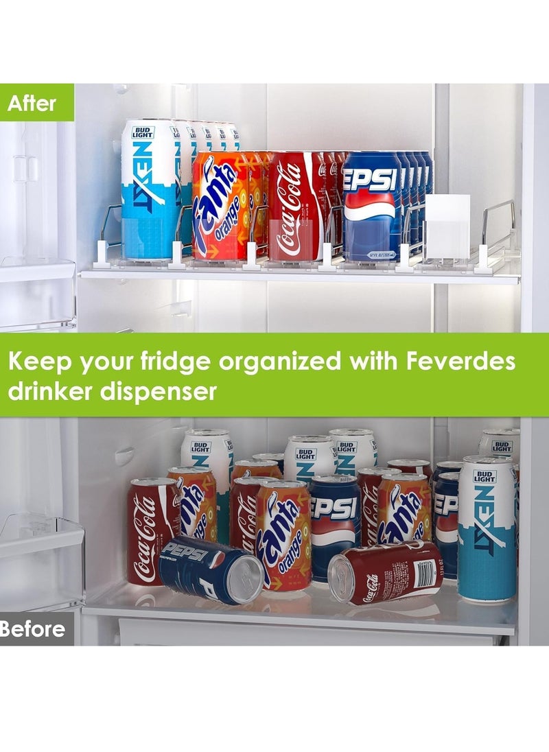 MIXDE - Soda Can Dispenser for Refrigerator,Self-Pushing Drink Organizer for Fridge, Width Adjustable Fridge Organization, Beer Pop Can Water Bottle Drink Dispenser for Fridge - Image 1