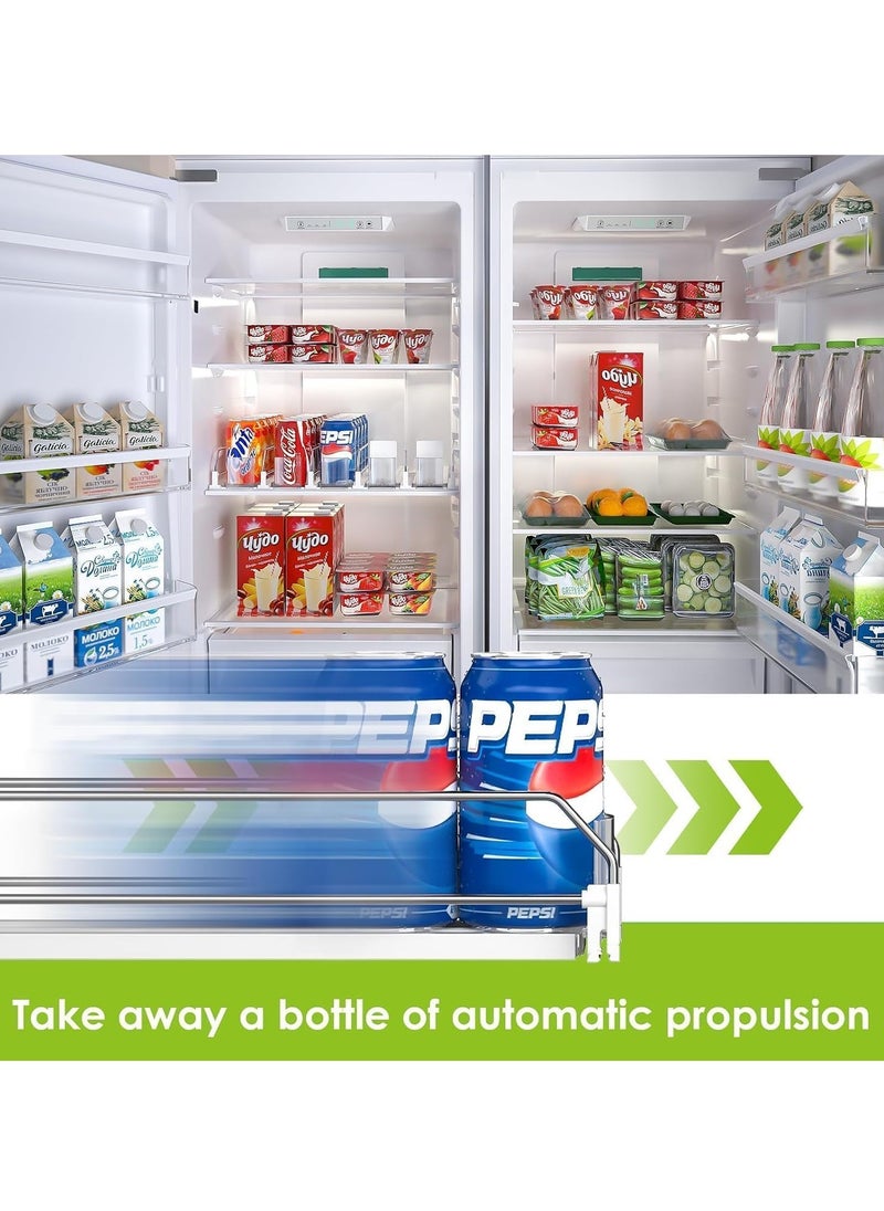 MIXDE - Soda Can Dispenser for Refrigerator,Self-Pushing Drink Organizer for Fridge, Width Adjustable Fridge Organization, Beer Pop Can Water Bottle Drink Dispenser for Fridge - Image 1