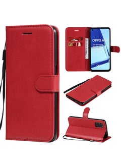 HuHa Case Cover For Oppo A52 / A72 / A92 Solid Color Horizontal Flip Protective Leather Case with Holder & Card Slots & Wallet & Photo Frame & Lanyard Red 