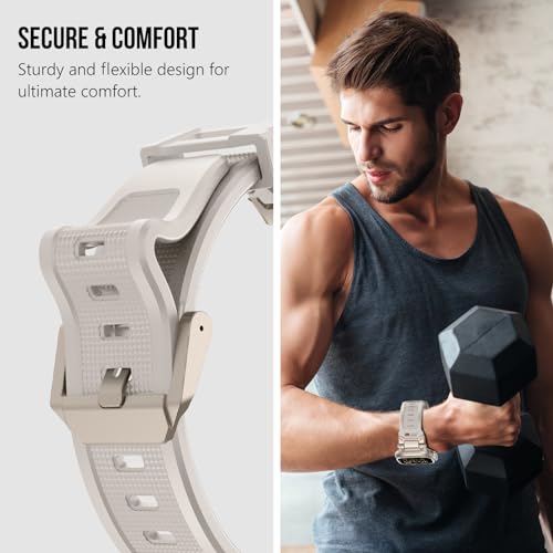 KADES Rugged TPU Sport Band for Apple Watch Ultra 3/2/1 49mm, Metal Connectors for Apple Watch Series 11/10 46mm Series SE3/9/8/SE2/7/6/SE/5/4/3/2/1 45mm/44mm/42mm, Titanium/Starlight - Image 5