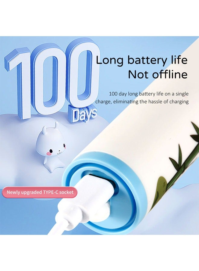 Super ZYouth Kids Electric Toothbrush, Sonic Rechargeable Brush With 4 Replacement Heads Blue Panda - Image 3