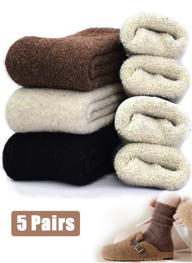 GMORO 5Pairs Women Wool Socks Thick Thermal Hiking Winter Warm Boot Heavy Soft Cozy Socks for Cold Weather  - Image 1