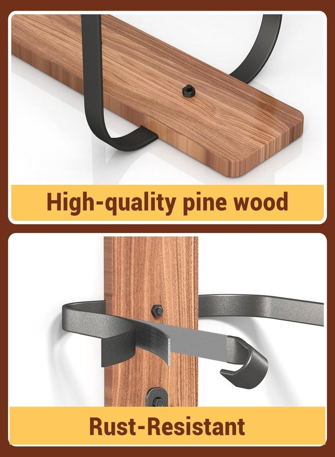 Midukit Cowboy Hat Rack For Wall, Cowboy Hat Holder For 4 Hats With Hooks,Rustic Metal Cowboy Hat Hanger For Wall With Pine Board,Western Hat Rack For Cowboy Hat,1 Pack - Image 5