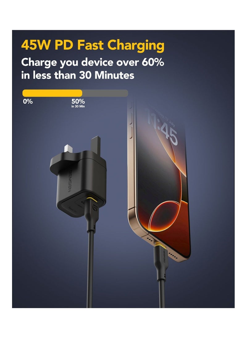 Remson Remson NeoLite PD 45W GaN Wall Charger USB Type-C Compact and Fast Charging Adapter Compatible for All Smartphones, Tablets, Gaming Controllers, Electronic Devices.  - Image 4