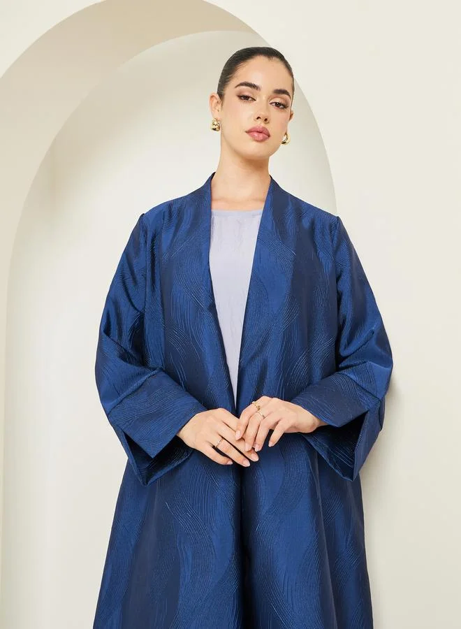 Amirah Women Navy Blue Jacquard Abaya