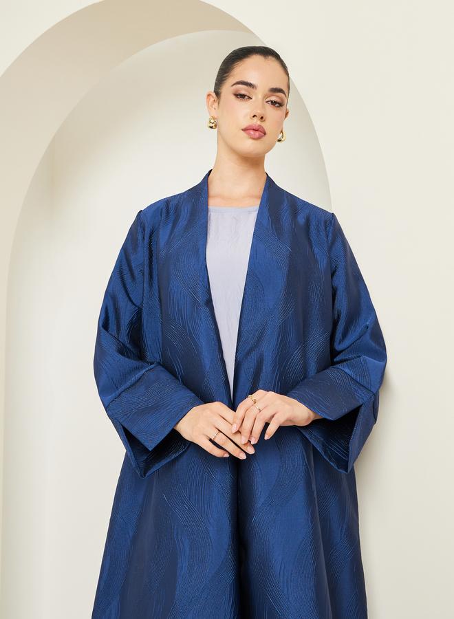 Amirah Women Navy Blue Jacquard Abaya - Image 2
