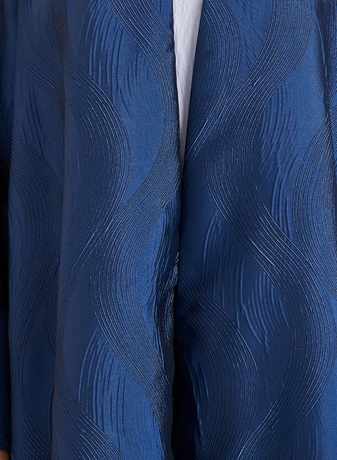 Amirah Women Navy Blue Jacquard Abaya - Image 3