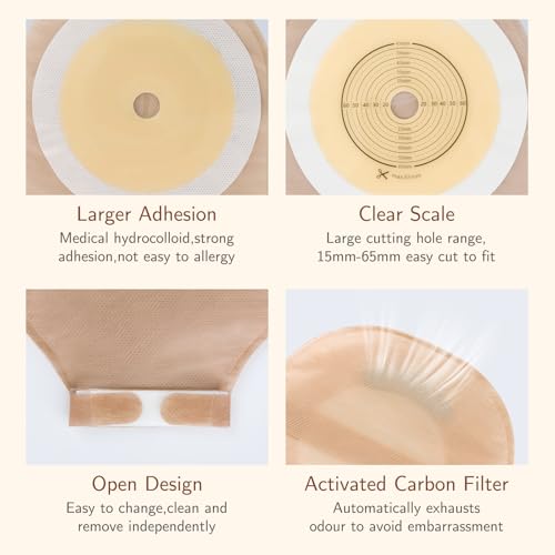 KONWEDA 25 PCS Colostomy Bags, Ostomy Supplies,One Piece Drainable Ostomy Pouch with Hook and Loop for Ileostomy Stoma Care,15mm-65mm Cut to Fit - Image 2