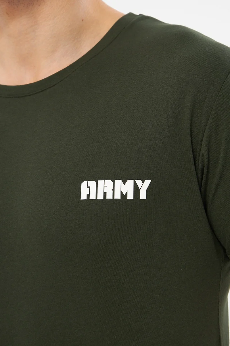 ام ار اس كلوثينج Army Men's Crew Neck Cotton Standard Pattern Print Detailed T-Shirt