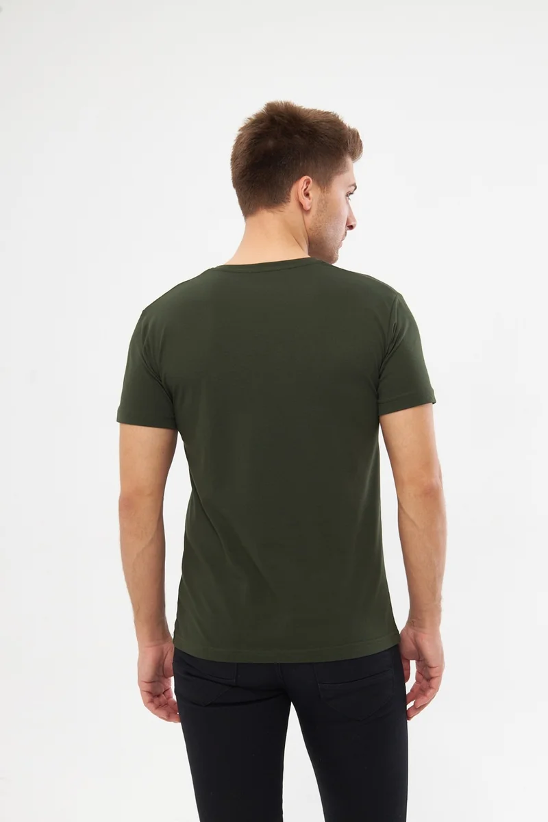 ام ار اس كلوثينج Army Men's Crew Neck Cotton Standard Pattern Print Detailed T-Shirt