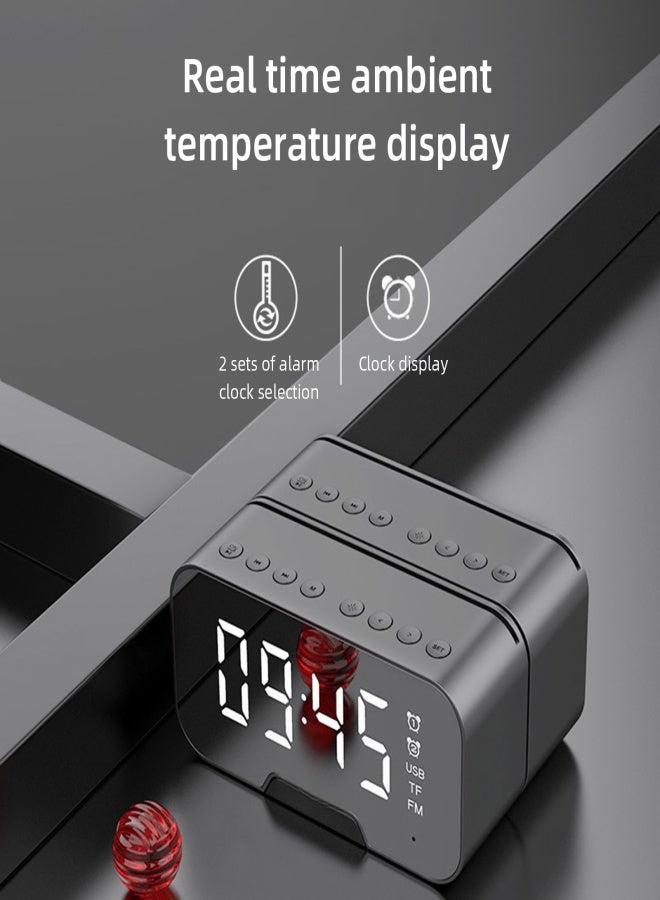 G5 G10 mirror clock wireless bluetooth speaker portable voice collection card bluetooth speaker Pink - Image 5