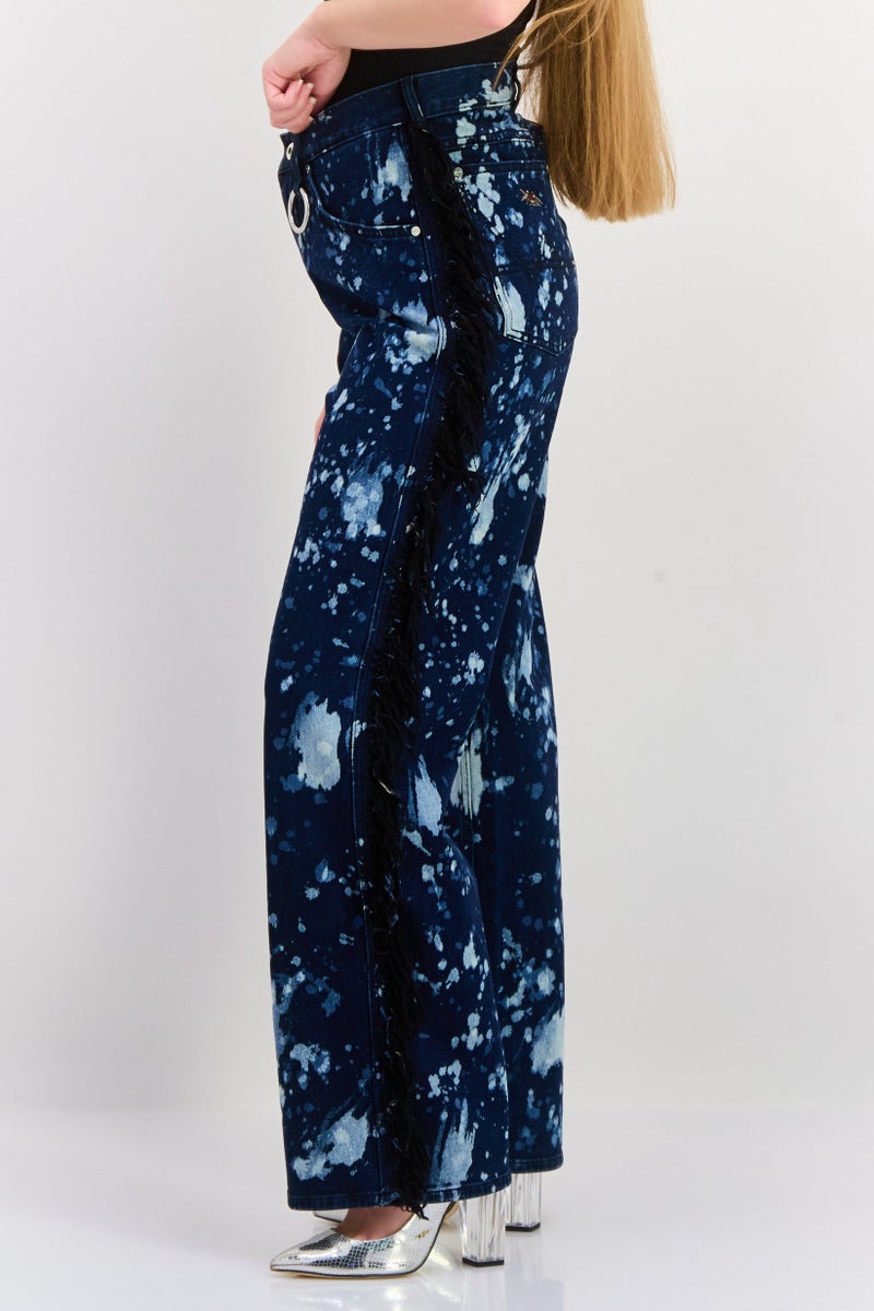 Wrangler Women Regular Fit Color Splash Wide Leg Jeans, Blue Combo - Image 4