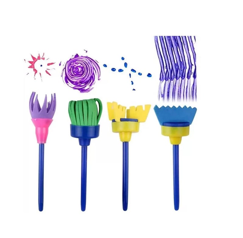 53 Arts 4pc Sponge Paint Brush Set - Multi-Shapes Drawing Foam Tool for Kids Art & Craft, Painting, DIY Activities - Image 2