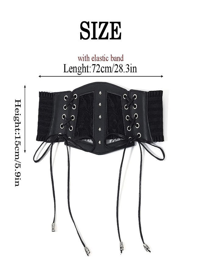 Y&D Women Corset Belt, Belt Female Decorative Gauge Sense of Seniority with Skirt Lace Wide Paragraph Waist Cover Versatile Black Elastic Tunic Decoration With Dress Shirt Outer Wear - Image 4