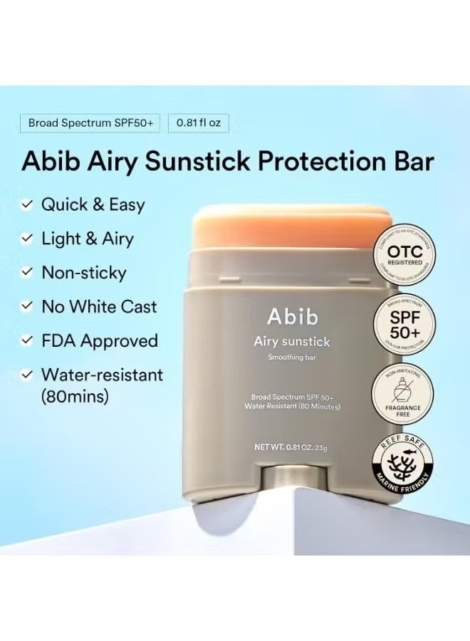 ابيب Abib Airy Sunstick Smoothing Bar SPF50  غير لاصق ماتي النهاية حماية الشمس للوجه والجسم ، عصا الشمس الكورية طويلة الأمد - Image 2