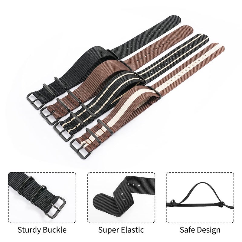 Ritche Christmas Gift 20mm Military Ballistic Nylon Watch Strap Compatible with Timex Expedition Watch Strap Timex Replacement Watch Bands for Men Women (4 Packs), White Elephant Gifts, Stocking Stuffers for Men - Image 4