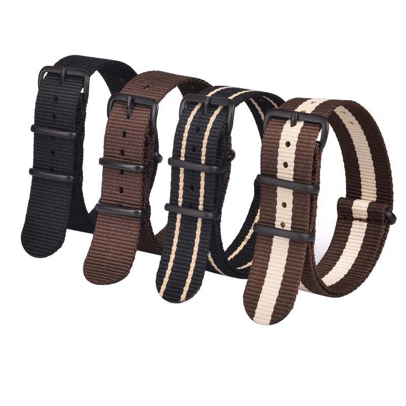 Ritche Christmas Gift 20mm Military Ballistic Nylon Watch Strap Compatible with Timex Expedition Watch Strap Timex Replacement Watch Bands for Men Women (4 Packs), White Elephant Gifts, Stocking Stuffers for Men - Image 1