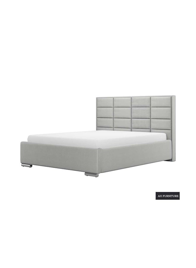 A to Z Furniture Elisa Bed with Linen Hydrophobic Upholstery 180x200cm King size Bed in Light Grey Color