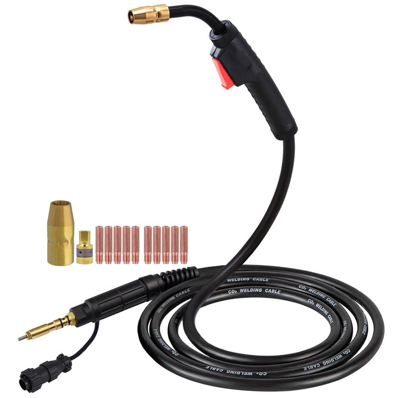 Zinger MIG Welding Gun Torch fits Hobart 245926 Hobart Handler 190/210/210MVP Mig Welders Parts,100A 15ft Hobart Welder Replacement Hobart H100S4-10 245926 with .030" .035" Tip-Nozzle-Diffuser - Image 1