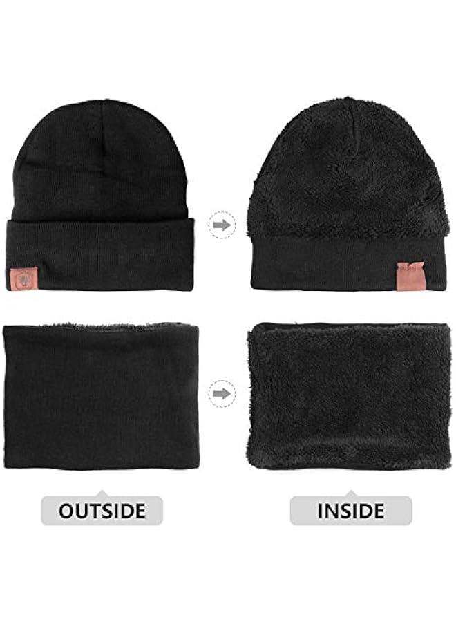 Winter Beanie Daily Hat - Thermal Polar Fleece Ski Stocking Skull Cap for Men and Women Set - Image 3