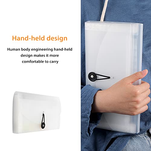 BTSKY Expanding File Folder New 13 Pockets Small Accordion File Expandable Card Ticket Holder Storage Folder Plastic Wallet Case (White Translucent) - Image 5