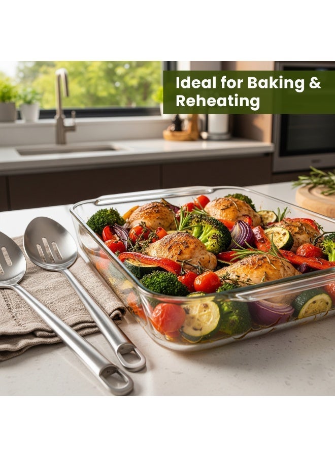 مجموعة أطباق خبز زجاجية مكونة من 3 أحجام: 0.8 لتر، 1.6 لتر، 2.0 لتر و 2.6 لتر (أحجام متوسطة وكبيرة وكبيرة جدًا) للطهي والخبز والشوي وطبق الكازيروول- زجاج بوروسيليكات- آمنة لغسالة الأطباق- صينية خبز. - view 5