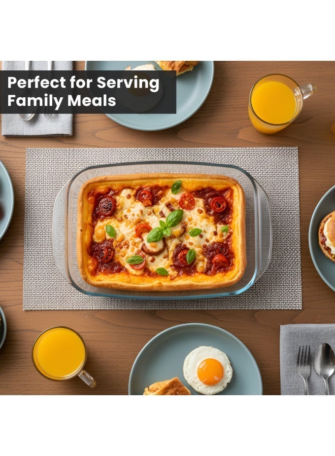 مجموعة أطباق خبز زجاجية مكونة من 3 أحجام: 0.8 لتر، 1.6 لتر، 2.0 لتر و 2.6 لتر (أحجام متوسطة وكبيرة وكبيرة جدًا) للطهي والخبز والشوي وطبق الكازيروول- زجاج بوروسيليكات- آمنة لغسالة الأطباق- صينية خبز. - view 4