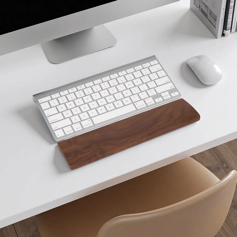 Wooden Wrist Rest for 60% Mechanical Keyboard, Walnut Wood, Ergonomic Sloped Edge, 11.8 X 3.1 in, Solid Build, Desk Decor - Image 2