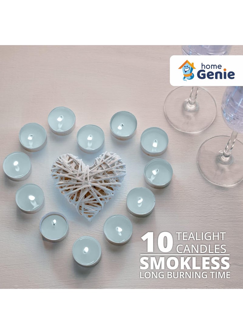 HOME GENIE Home Genie Fragrance Scented Smokeless Dripless Long Burn Time Paraffin Wax Tealight Candles for Home Dcor Diwali Birthday Party Wedding Romantic Dinner Jasmine Pack of 10  - Image 2