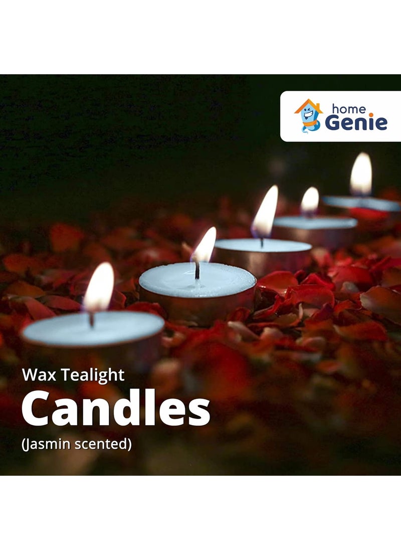 HOME GENIE Home Genie Fragrance Scented Smokeless Dripless Long Burn Time Paraffin Wax Tealight Candles for Home Dcor Diwali Birthday Party Wedding Romantic Dinner Jasmine Pack of 10  - Image 3