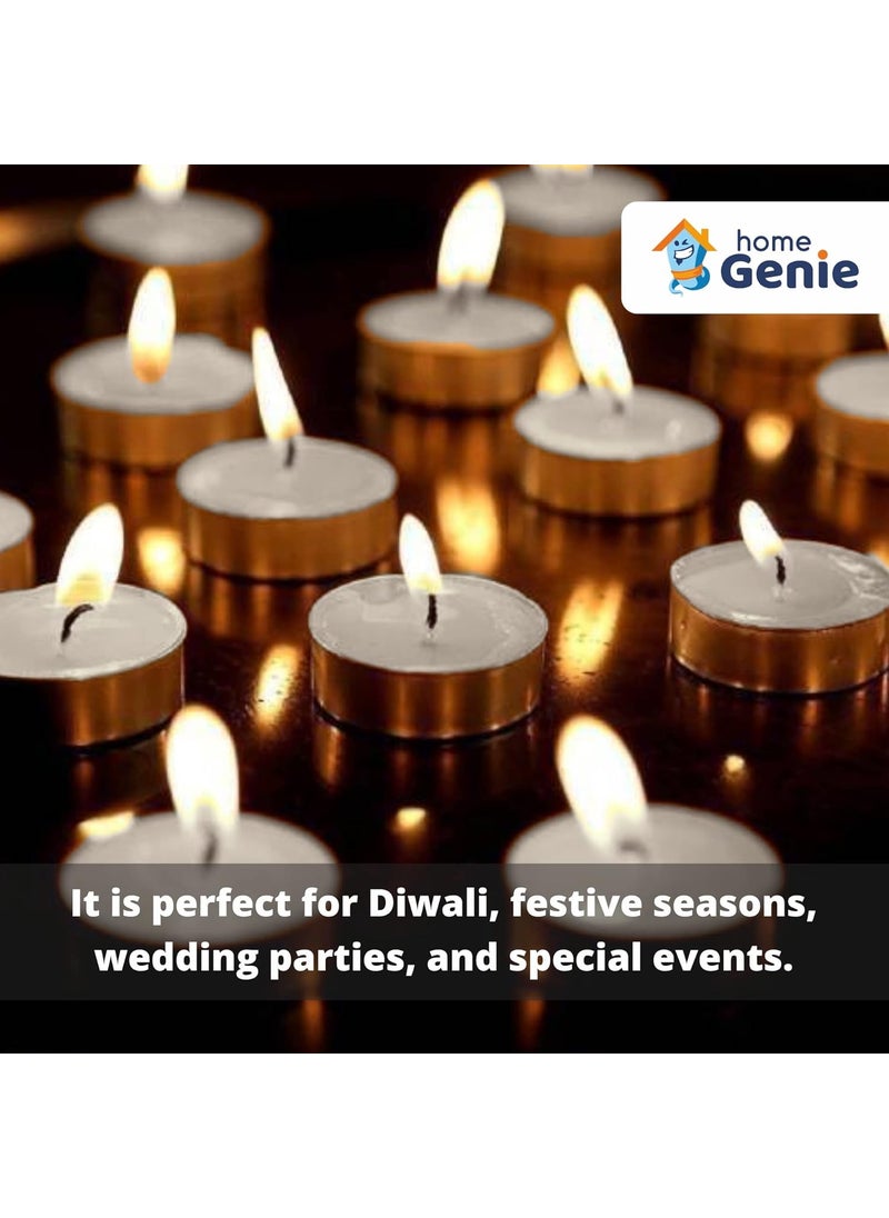 HOME GENIE Home Genie Fragrance Scented Smokeless Dripless Long Burn Time Paraffin Wax Tealight Candles for Home Dcor Diwali Birthday Party Wedding Romantic Dinner Jasmine Pack of 10  - Image 4