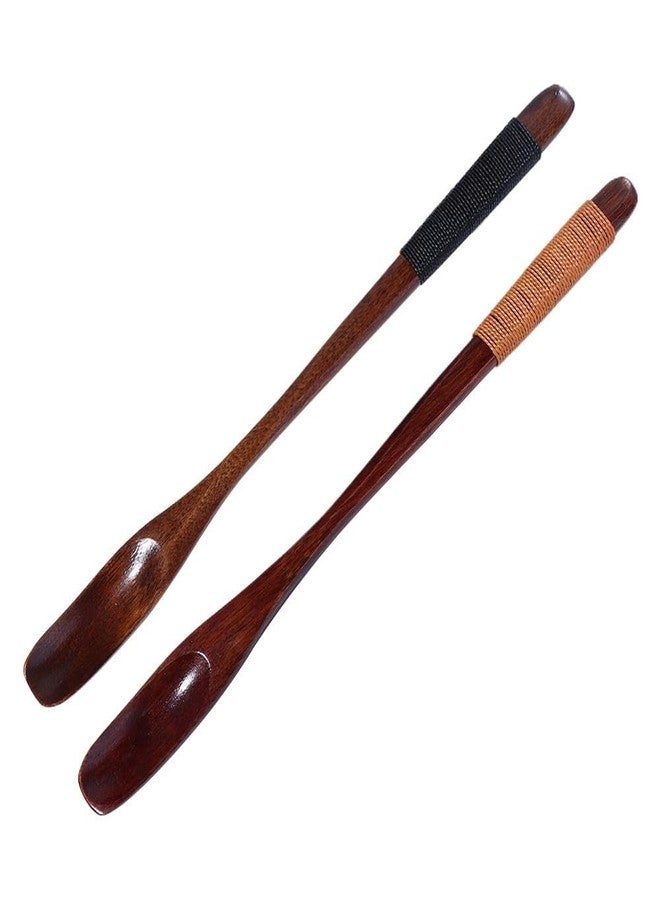 Kopida 2 Pcs Natural Wooden Mixing Spoon for Milk Honey, Good Grip Long Handle Teaspoon Coffee Spoon Espresso Spoon Stirring Spoon Dessert Spoon - Image 1