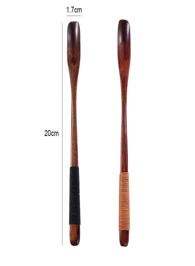 Kopida 2 Pcs Natural Wooden Mixing Spoon for Milk Honey, Good Grip Long Handle Teaspoon Coffee Spoon Espresso Spoon Stirring Spoon Dessert Spoon - Image 2