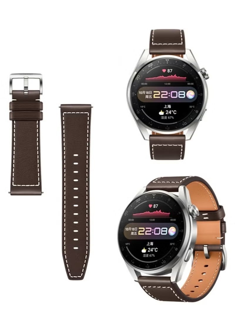 Bracelet Watchband For 22MM Straps Compatible with Huawei Watch GT5/GT4/GT3/GT3 Pro/GT2/GT2e(46MM) Huawei Watch 4/4 Pro/3/3 Pro,Honor Watch 4 Pro/GS3/Magic Watch 2（leather） - Image 2