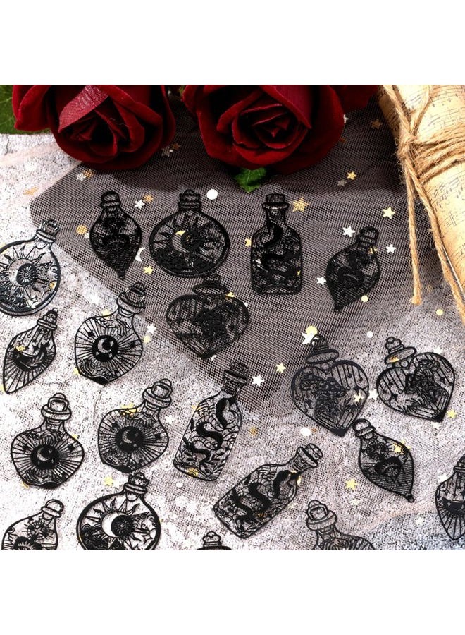 COLIGREE 24pcs Wish Bottle Charms Black Hollow Filigree Wishing Bottle Pendants Mysterious Black Tarot Charm for DIY Earrings Bookmarks Hanging Decorations - Image 4