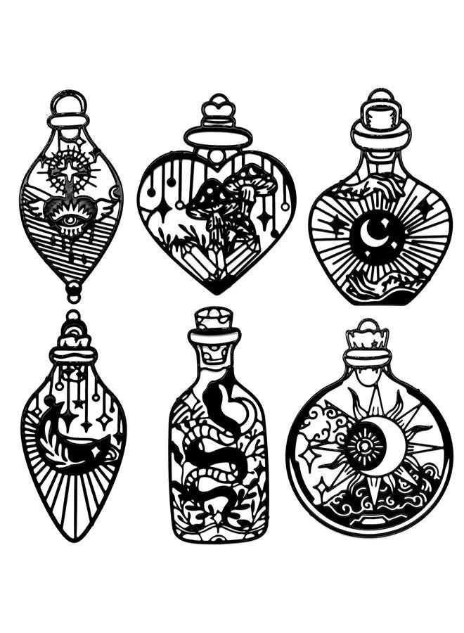 COLIGREE 24pcs Wish Bottle Charms Black Hollow Filigree Wishing Bottle Pendants Mysterious Black Tarot Charm for DIY Earrings Bookmarks Hanging Decorations - Image 1