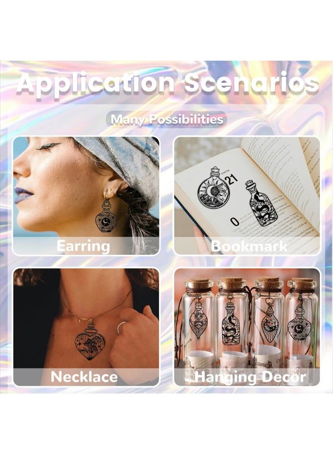 COLIGREE 24pcs Wish Bottle Charms Black Hollow Filigree Wishing Bottle Pendants Mysterious Black Tarot Charm for DIY Earrings Bookmarks Hanging Decorations - Image 3