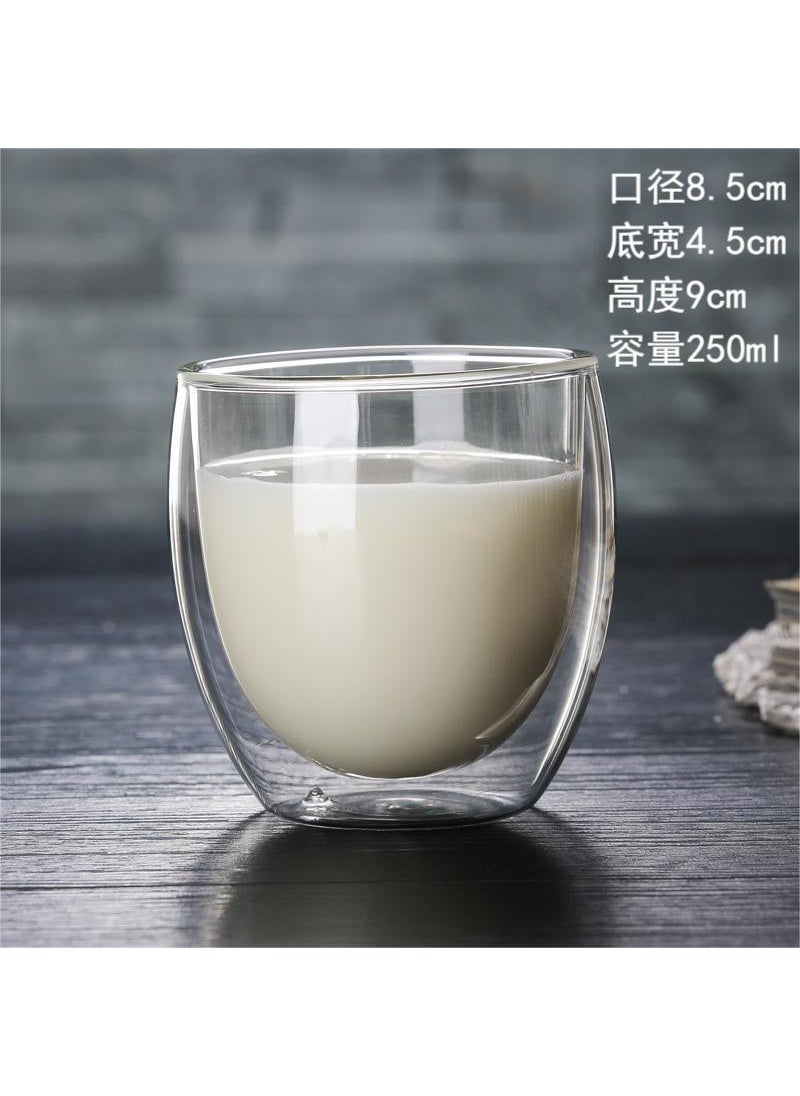 Generic - كوب زجاجي مزدوج الجدار معزول بسعة كبيرة 58 كوب مزدوج الطبقات بدون مقبض 250 مل - Image 1