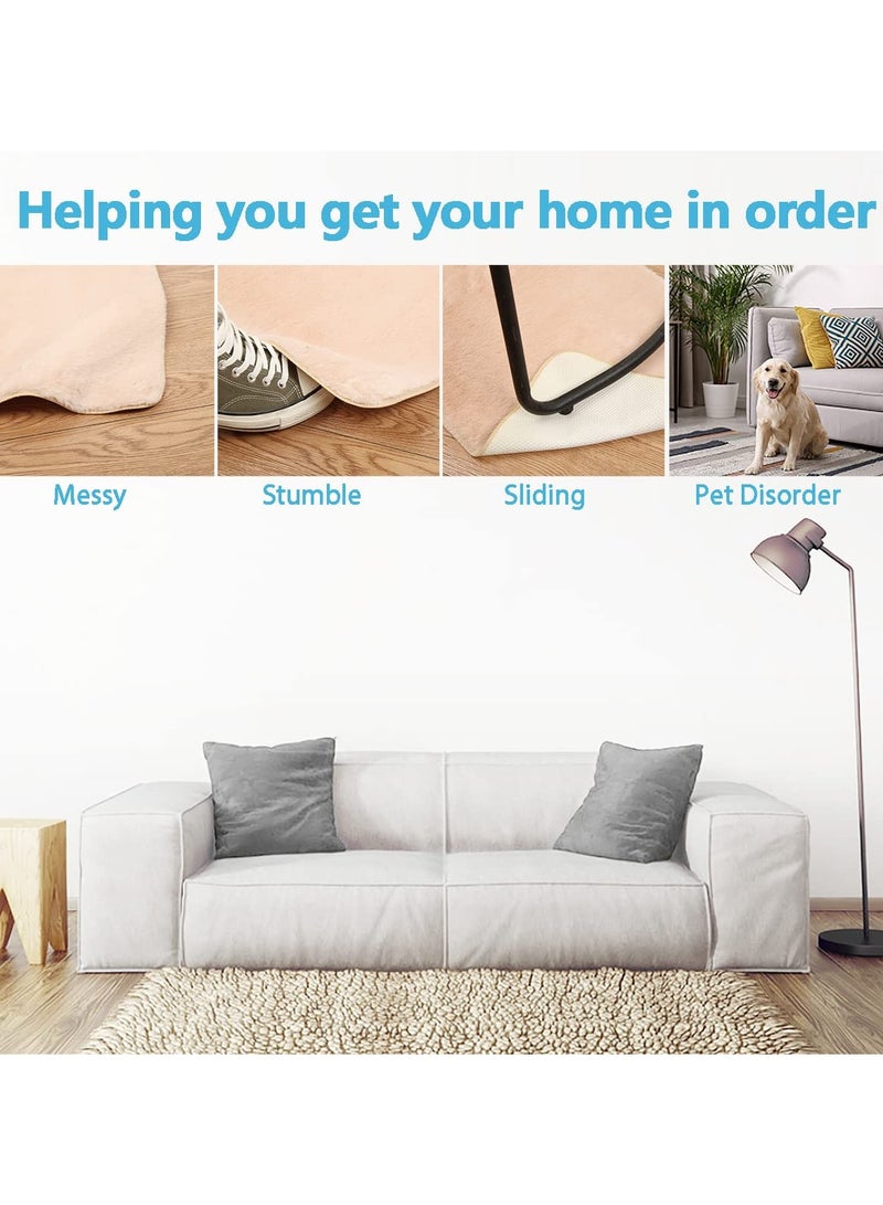 SYOSI MAKINGTEC Rug Gripper Rug Tape 10 Pcs Double Sided Anti Curling Non Slip Reusable Black Trapezoid Rug Pad  for Hardwood Floors, Carpets, Floor Mats in Place & Make Corner Flat and Easily Peel Off - Image 4