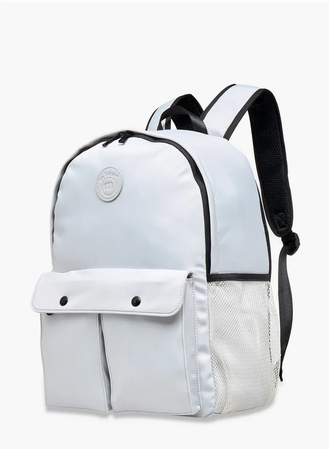 MISSY Solid Backpack with Adjustable Straps and Zip Closure - 12x30x41 cm