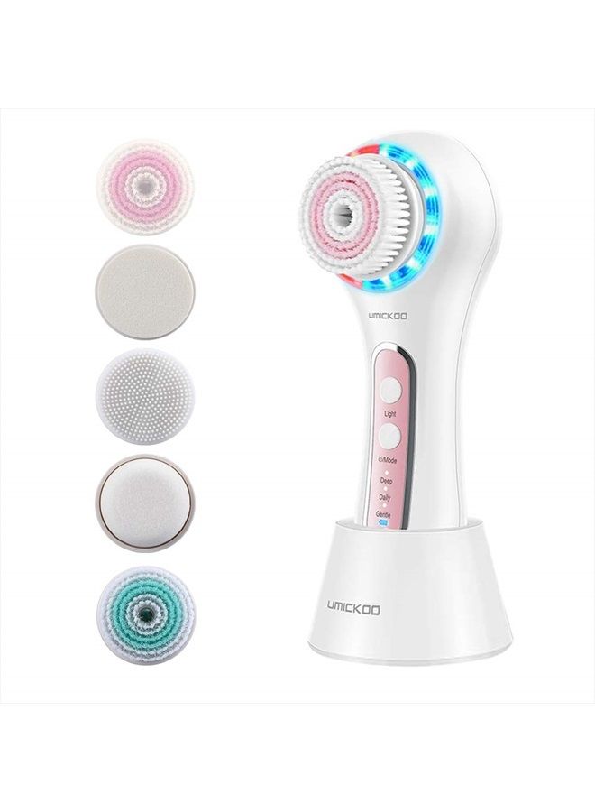 UMICKOO Facial Cleansing Brush,Rechargeable IPX7 Waterproof Face Scrubber with 5 Brush Heads,Face Spin Brush for Exfoliating, Massaging and Deep Cleansing - Image 1