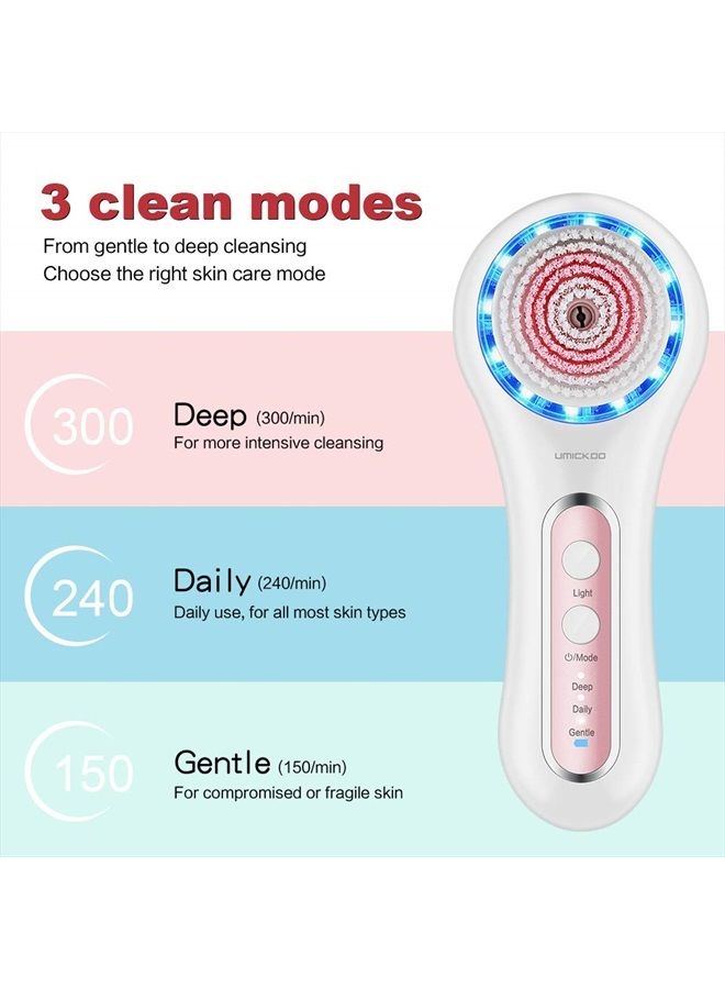 UMICKOO Facial Cleansing Brush,Rechargeable IPX7 Waterproof Face Scrubber with 5 Brush Heads,Face Spin Brush for Exfoliating, Massaging and Deep Cleansing - Image 2