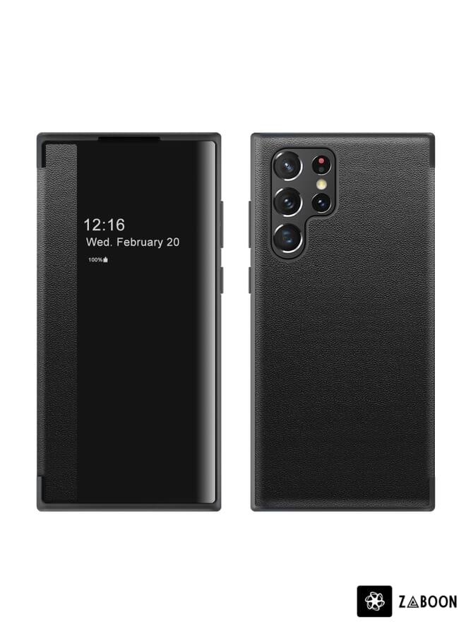 Zaboon Protective Case For Samsung Galaxy S23 Ultra 5G Magnetic Window View Flip Leather - Image 1